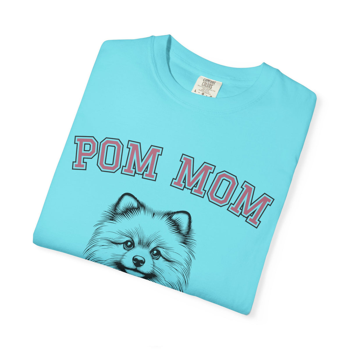 Pom Mom, Varsity - Comfort Colors | Trendy Women's T-Shirt. Direct to Garment. Printed & Shipped in the USA. Unisex Sizes.
