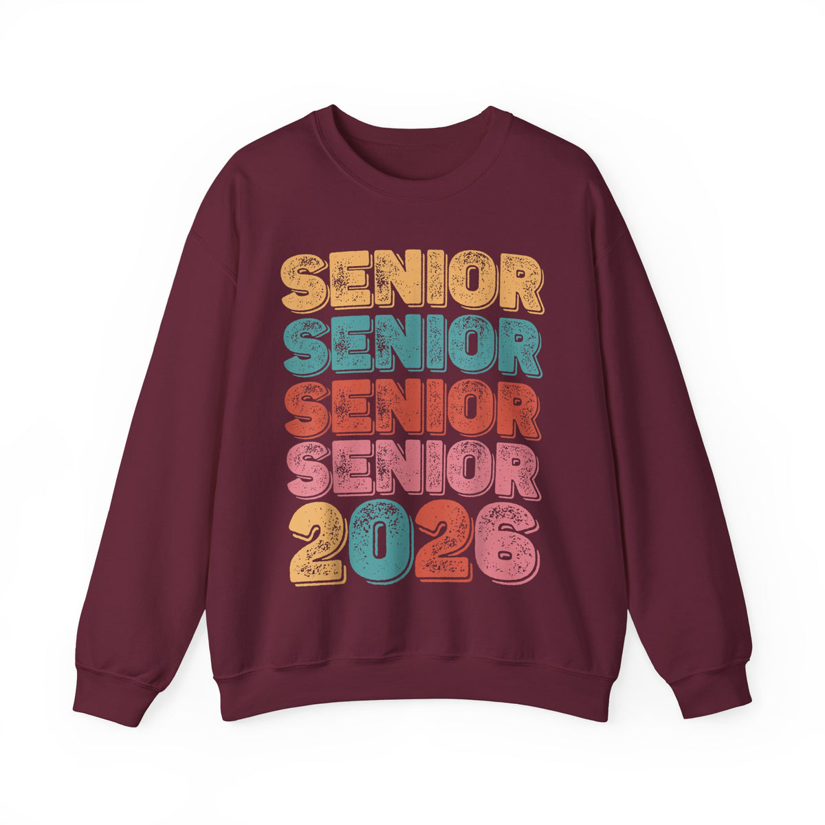 Senior Class of 2026 Retro – Gildan Heavy Blend | Trendy Men's and Women’s Soft Sweatshirt. Direct to Garment. Printed & Shipped in the USA. Unisex Sizes.