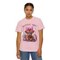 Birthday Girl, Highland Cow - Comfort Colors | Trendy Women's T-Shirt. Direct to Garment. Printed & Shipped in the USA. Unisex Sizes.