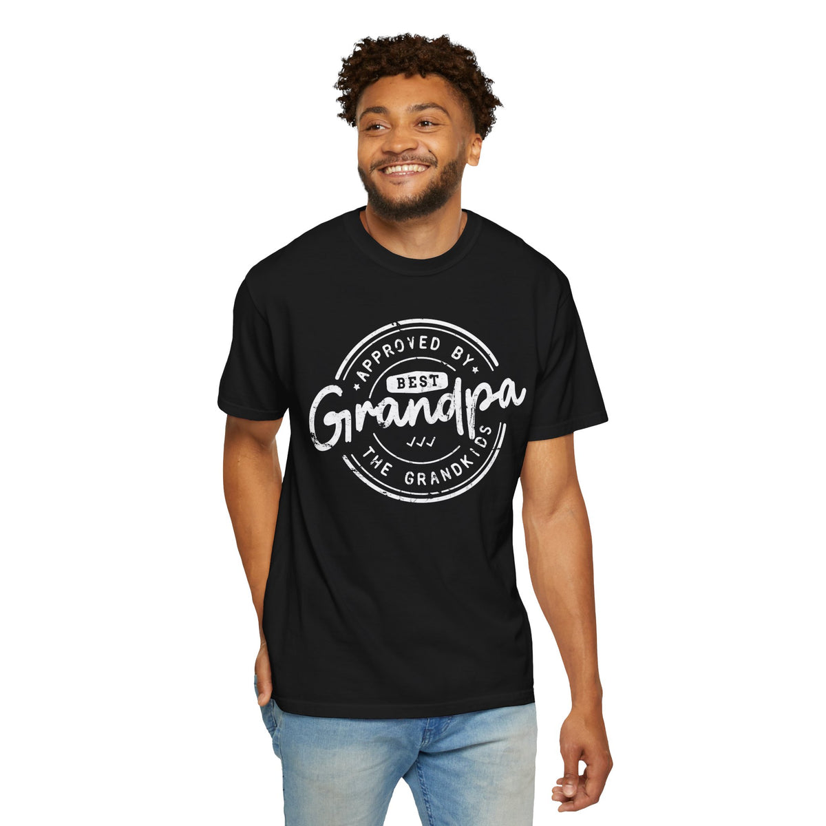 Best Grandpa, Approved by the Grandkids - Comfort Colors | Trendy Men's T-Shirt. Direct to Garment. Printed & Shipped in the USA. Unisex Sizes.
