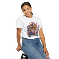 Patriotic Highland, America's 250th Birthday - Comfort Colors | Trendy Women's and Men's T-Shirt. Direct to Garment. Printed & Shipped in the USA. Unisex Sizes.