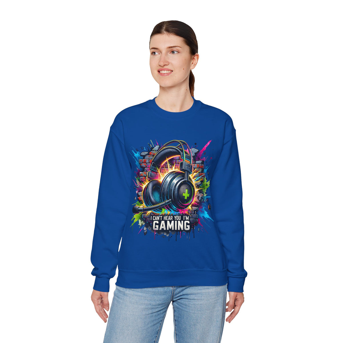 Gaming Headset I Can't Hear You, I'm Gaming – Gildan Heavy Blend | Trendy Women’s and Men's Soft Sweatshirt. Direct to Garment. Printed & Shipped in the USA. Unisex Sizes.