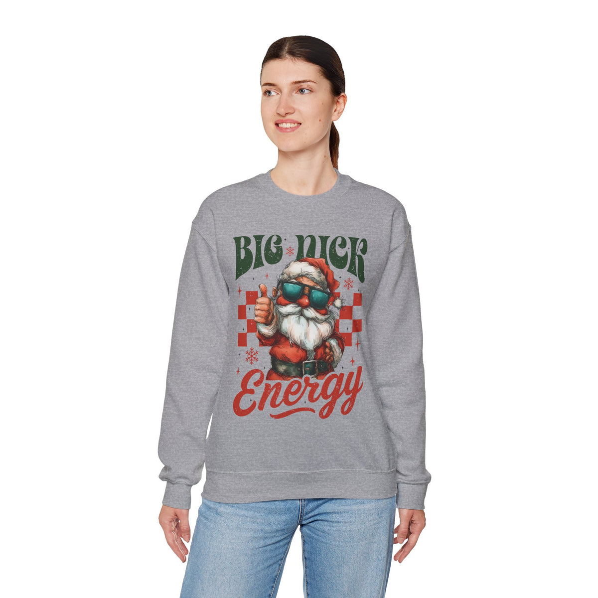 Big Nick Energy - Retro Santa Thumbs Up – Gildan Heavy Blend | Trendy Men's and Women’s Soft Sweatshirt. Direct to Garment. Printed & Shipped in the USA. Unisex Sizes.