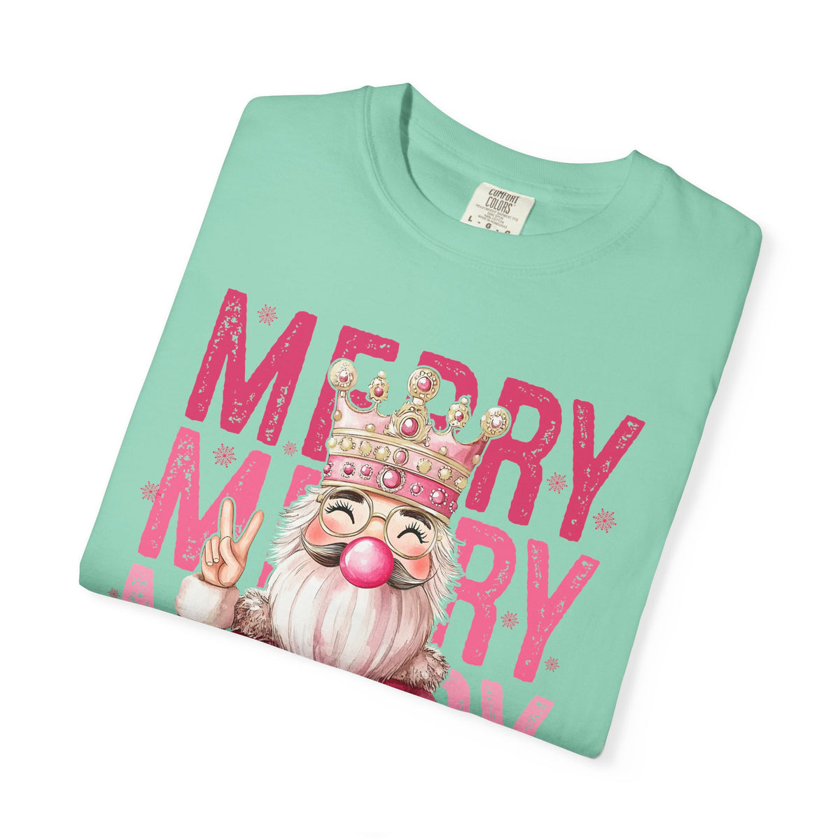 Merry Christmas — Cute Pink Bubblegum Nutcracker  - Comfort Colors | Trendy Women's T-Shirt. Direct to Garment. Printed & Shipped in the USA. Unisex Sizes.