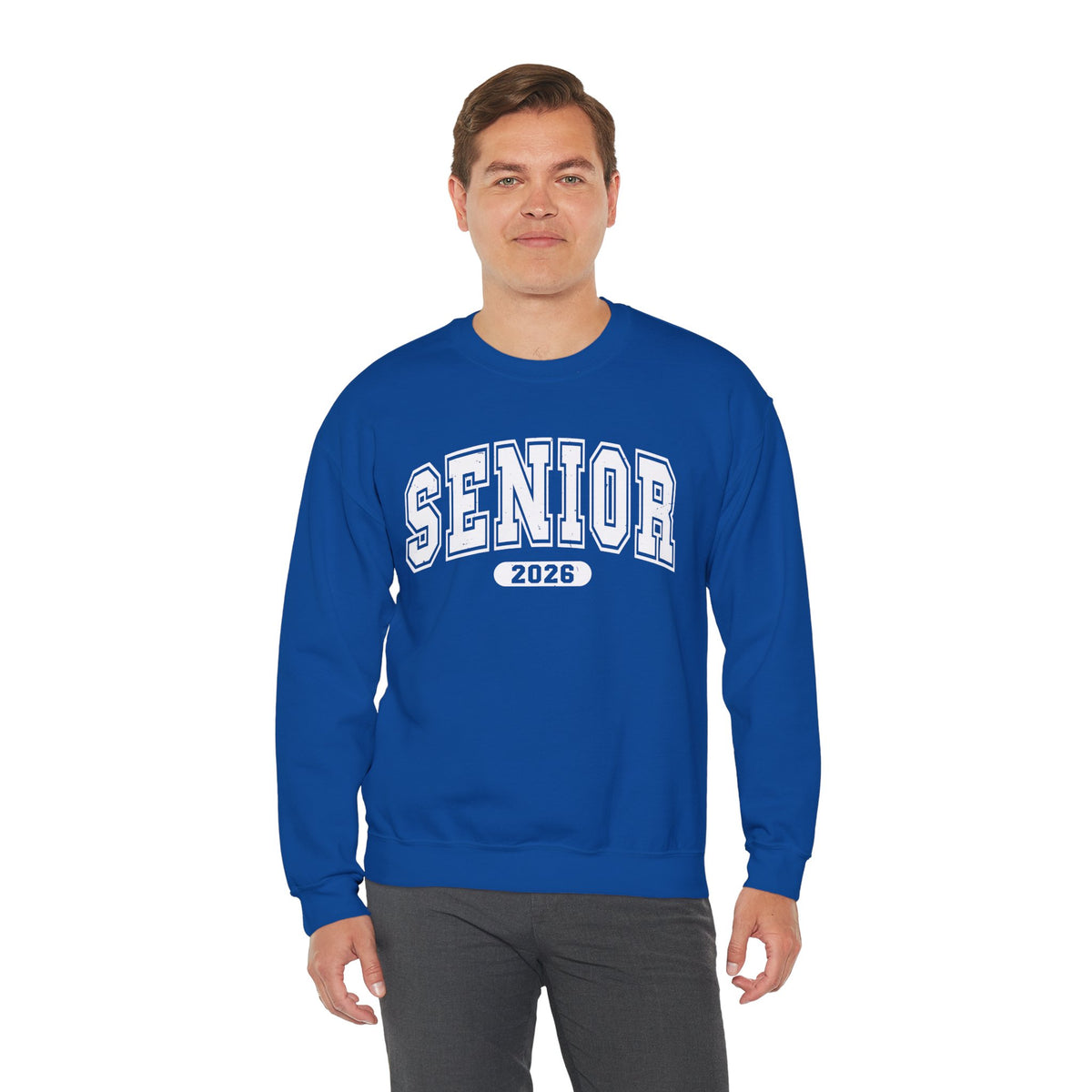 Senior 2026, Varsity – Gildan Heavy Blend | Trendy Women’s and Men's Soft Sweatshirt. Direct to Garment. Printed & Shipped in the USA. Unisex Sizes.