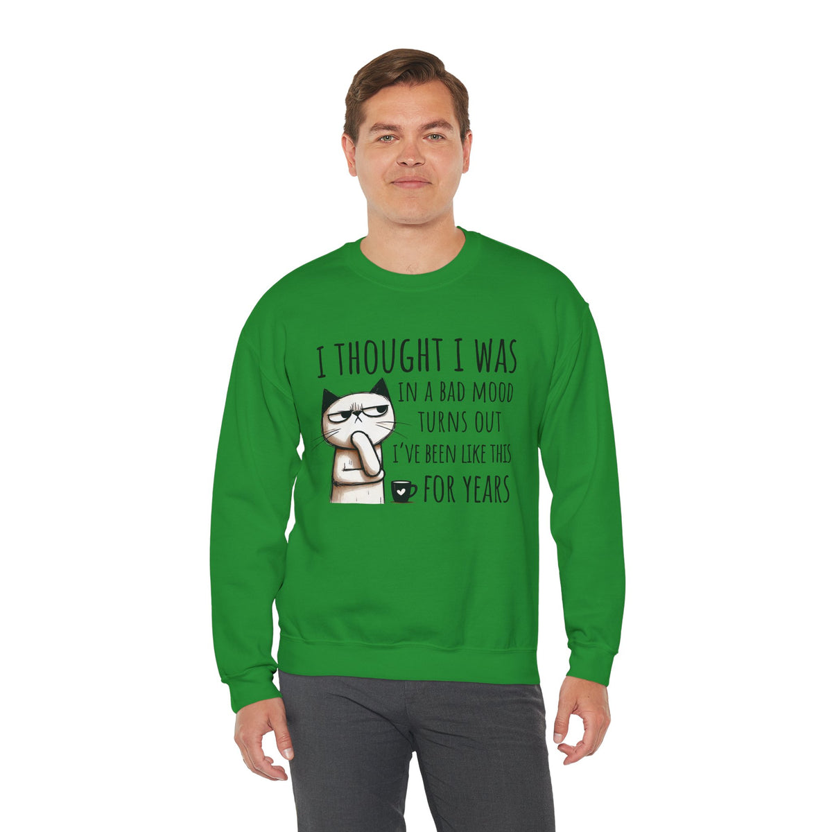 I Thought I Was In A Bad Mood, Grumpy Cat – Gildan Heavy Blend | Trendy Men's and Women’s Soft Sweatshirt. Direct to Garment. Printed & Shipped in the USA. Unisex Sizes.