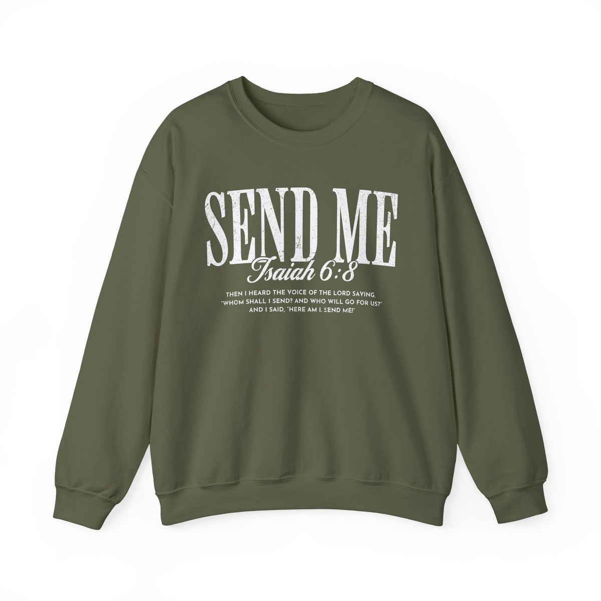 Send Me, Vintage - Faith – Gildan Heavy Blend | Trendy Women’s and Men's Soft Sweatshirt. Direct to Garment. Printed & Shipped in the USA. Unisex Sizes.