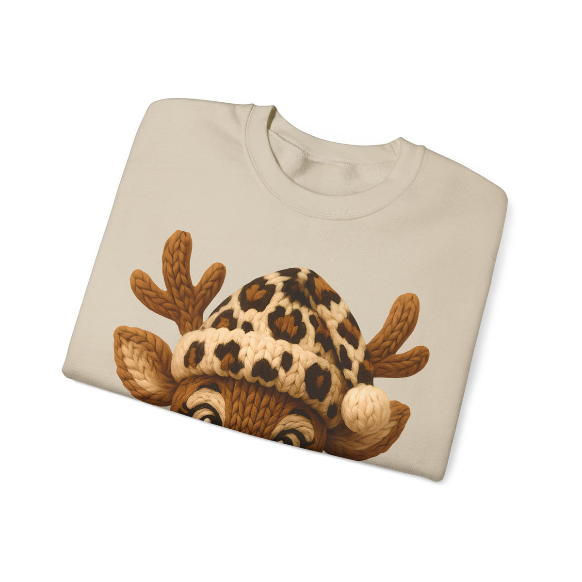 Rudolph Reindeer Leopard Santa Hat Christmas – Gildan Heavy Blend | Trendy Women’s Soft Sweatshirt. Direct to Garment. Printed & Shipped in the USA. Unisex Sizes.