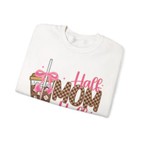 Half Mom Half Coffee, Cute Leopard Print Coffee Design – Gildan Heavy Blend | Trendy Women’s Soft Sweatshirt. Direct to Garment. Printed & Shipped in the USA. Unisex Sizes.
