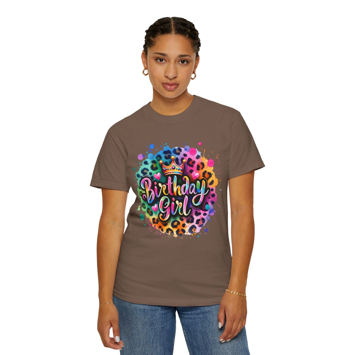 Birthday Girl, Neon Leopard - Comfort Colors | Trendy Women's T-Shirt. Direct to Garment. Printed & Shipped in the USA. Unisex Sizes.