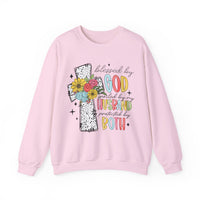 Blessed By God, Spoiled By My Husband, Protected By Both – Gildan Heavy Blend | Trendy Women’s Soft Sweatshirt. Direct to Garment. Printed & Shipped in the USA. Unisex Sizes.
