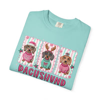 Dachshund Through the Snow - Comfort Colors | Trendy Women's T-Shirt. Direct to Garment. Printed & Shipped in the USA. Unisex Sizes.