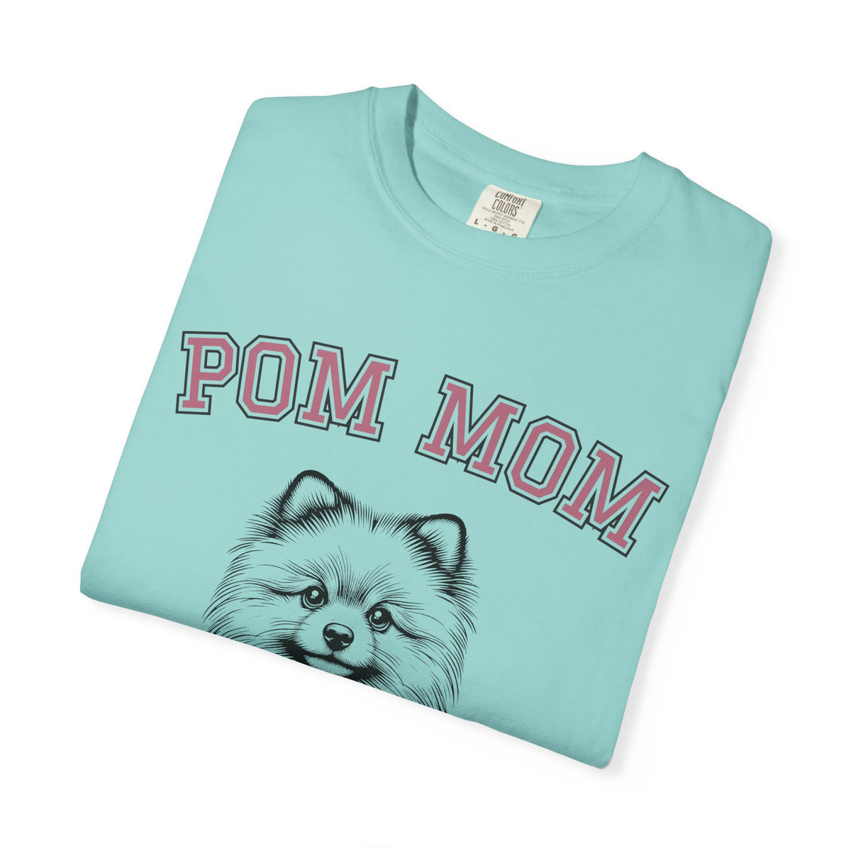 Pom Mom, Varsity - Comfort Colors | Trendy Women's T-Shirt. Direct to Garment. Printed & Shipped in the USA. Unisex Sizes.