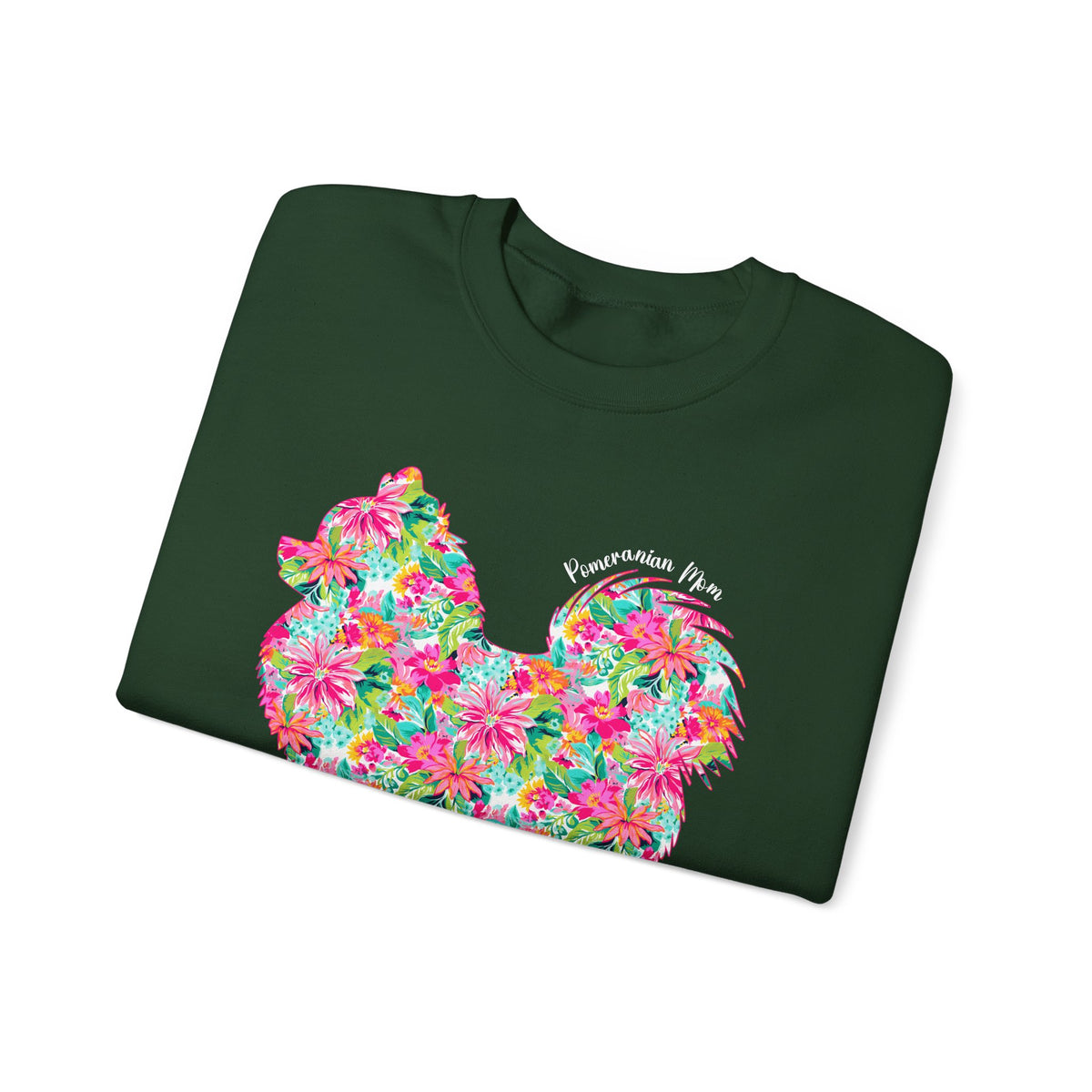 Pomeranian Mom, Floral – Gildan Heavy Blend | Trendy Women’s Soft Sweatshirt. Direct to Garment. Printed & Shipped in the USA. Unisex Sizes.