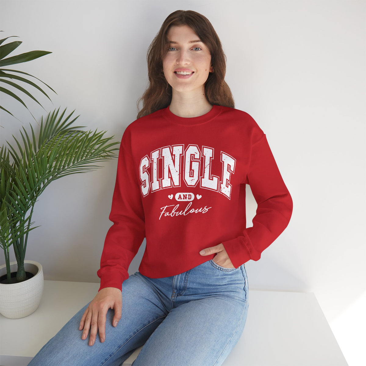 Single and Fabulous - Varsity – Gildan Heavy Blend | Trendy Women’s Soft Sweatshirt. Direct to Garment. Printed & Shipped in the USA. Unisex Sizes.