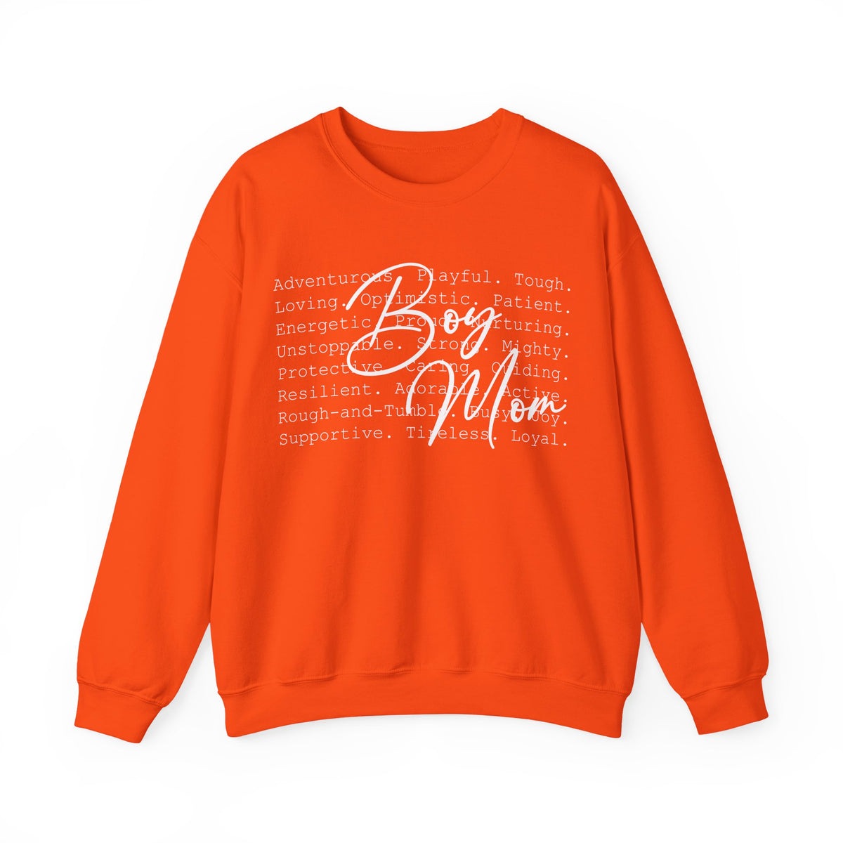 Boy Mom Typography – Gildan Heavy Blend | Trendy Women’s Soft Sweatshirt. Direct to Garment. Printed & Shipped in the USA. Unisex Sizes.