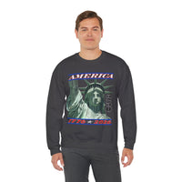 America's 250th Birthday, Statue of Liberty – Gildan Heavy Blend | Trendy Men's and Women’s Soft Sweatshirt. Direct to Garment. Printed & Shipped in the USA. Unisex Sizes.