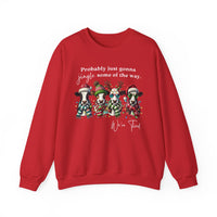 Christmas Cows - Probably Just Gonna Jingle Some Of The Way – Gildan Heavy Blend | Trendy Women’s and Men's Soft Sweatshirt. Direct to Garment. Printed & Shipped in the USA. Unisex Sizes.