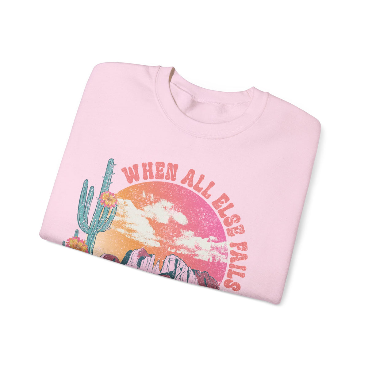 When All Else Fails, God Doesn't, Vintage – Gildan Heavy Blend | Trendy Women’s Soft Sweatshirt. Direct to Garment. Printed & Shipped in the USA. Unisex Sizes.