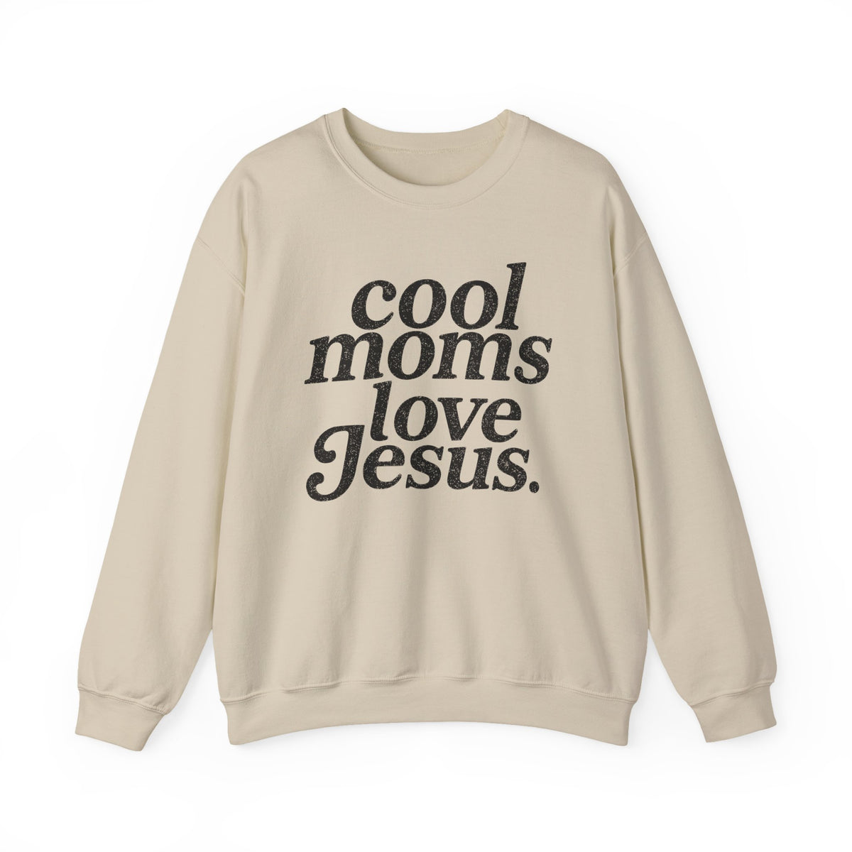 Cool Moms Love Jesus – Gildan Heavy Blend | Trendy Women’s Soft Sweatshirt. Direct to Garment. Printed & Shipped in the USA. Unisex Sizes.