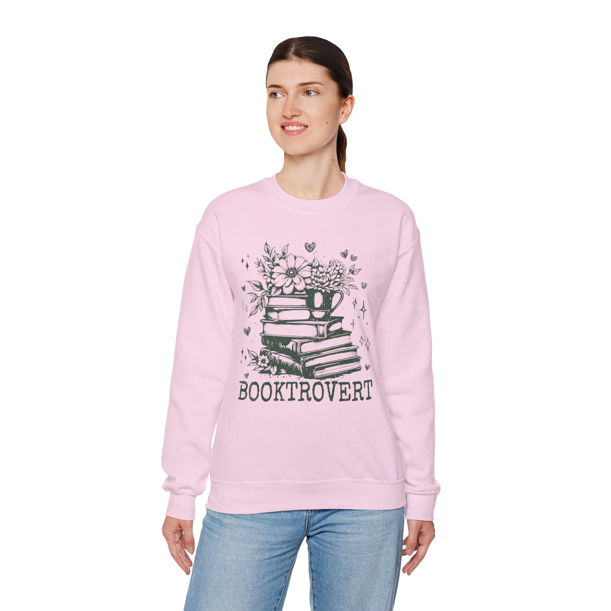 Booktrovert – Gildan Heavy Blend | Trendy Women’s Soft Sweatshirt. Direct to Garment. Printed & Shipped in the USA. Unisex Sizes.