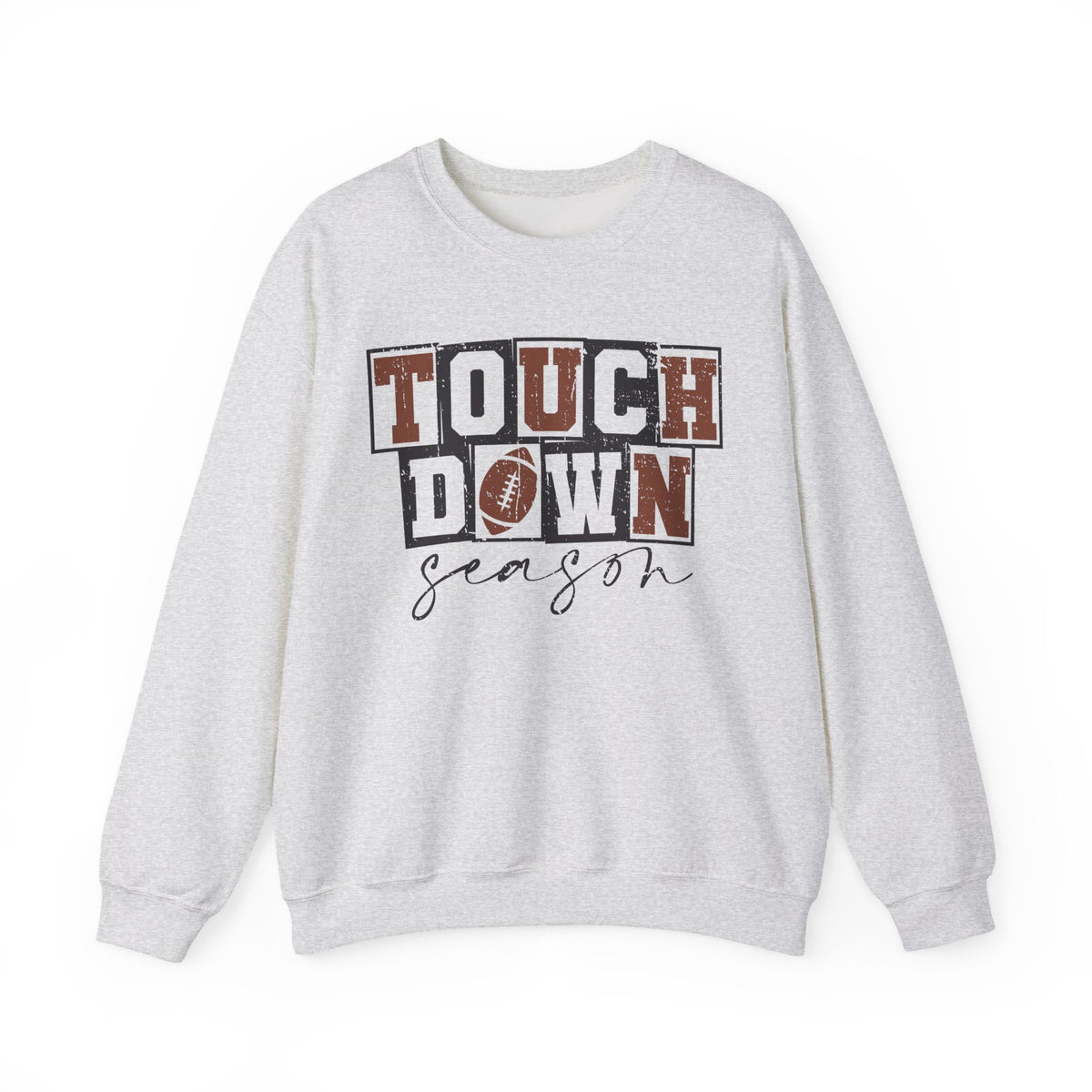 Touchdown Season - Distressed – Gildan Heavy Blend | Trendy Men's and Women’s Soft Sweatshirt. Direct to Garment. Printed & Shipped in the USA. Unisex Sizes.