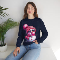 Pink Girly Snowman with Heart Sunglasses and Bubblegum Winter – Gildan Heavy Blend | Trendy Women’s Soft Sweatshirt. Direct to Garment. Printed & Shipped in the USA. Unisex Sizes.