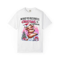 Highland Cow Mind Yo Business Christmas is Expensive - Comfort Colors | Trendy Women's T-Shirt. Direct to Garment. Printed & Shipped in the USA. Unisex Sizes.