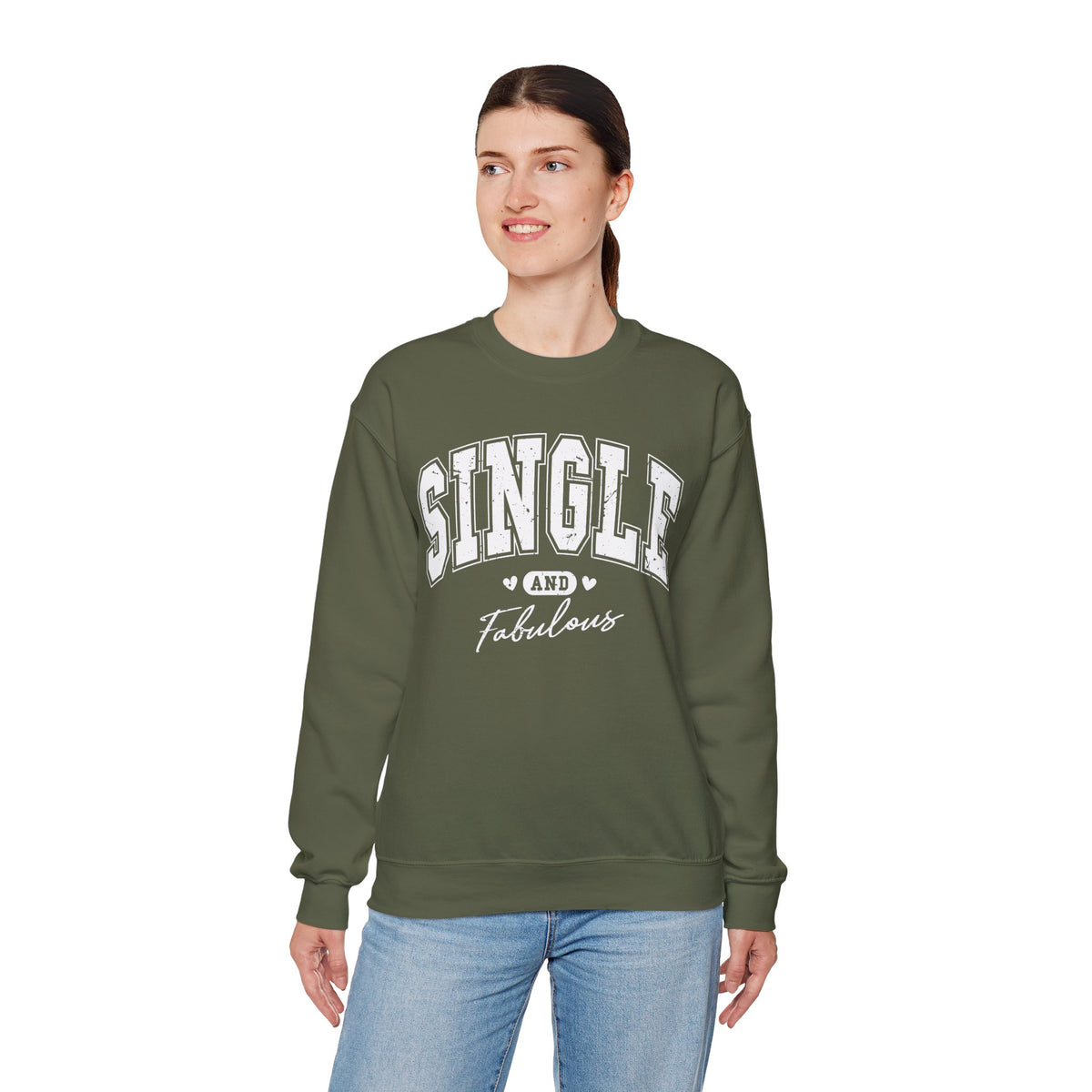 Single and Fabulous - Varsity – Gildan Heavy Blend | Trendy Women’s Soft Sweatshirt. Direct to Garment. Printed & Shipped in the USA. Unisex Sizes.
