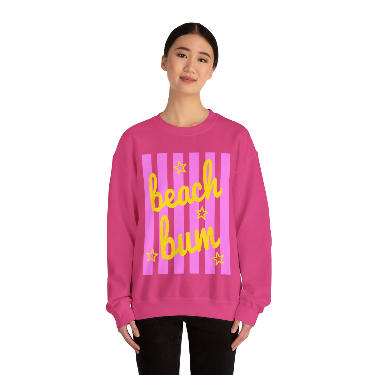 Beach Bum – Gildan Heavy Blend | Trendy Men's & Women’s Soft Sweatshirt. Direct to Garment. Printed & Shipped in the USA. Unisex Sizes.