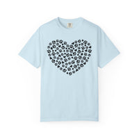 Dog Paw Heart - Comfort Colors | Trendy Women's T-Shirt. Direct to Garment. Printed & Shipped in the USA. Unisex Sizes.