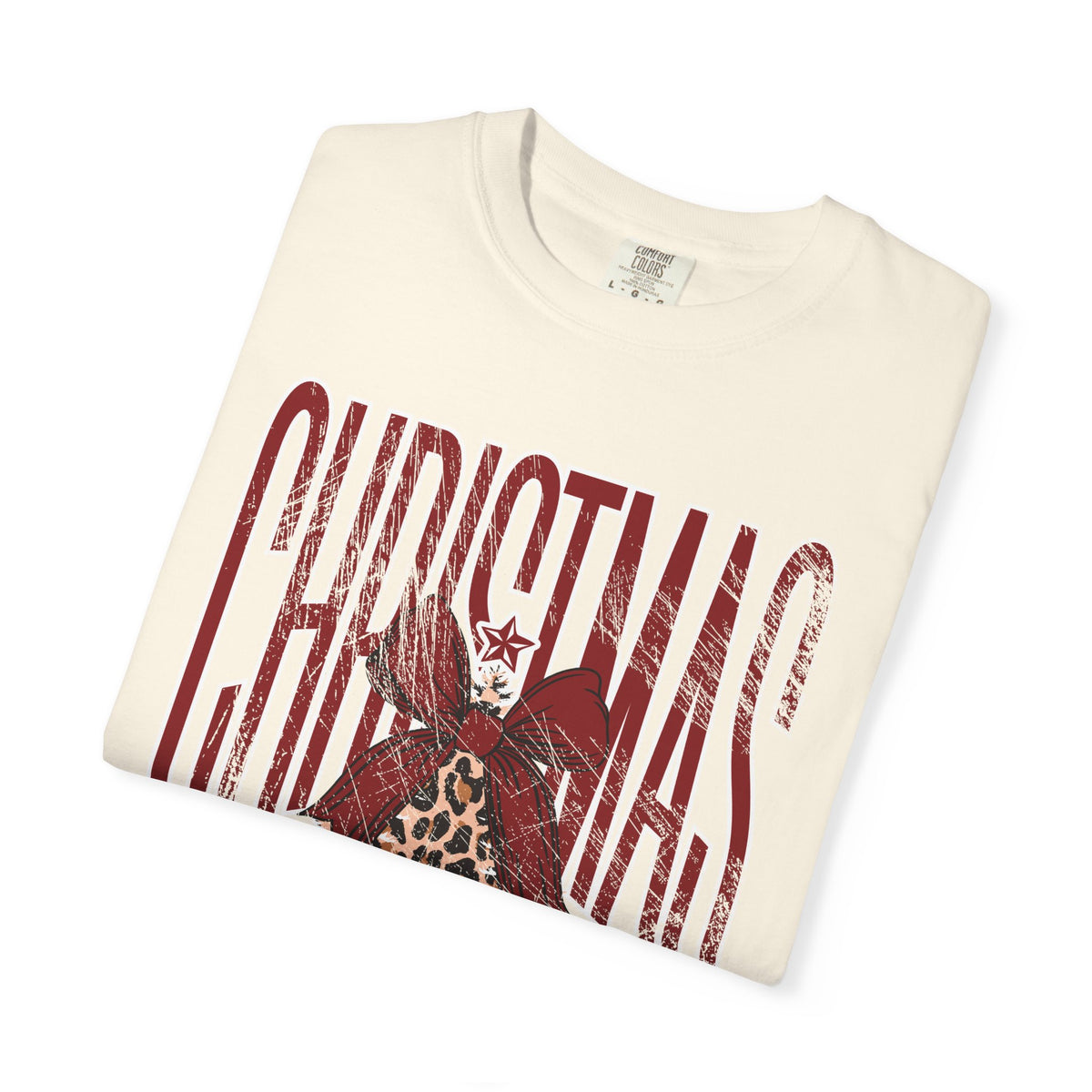 Christmas Season Leopard Tree  - Comfort Colors | Trendy Women's T-Shirt. Direct to Garment. Printed & Shipped in the USA. Unisex Sizes.
