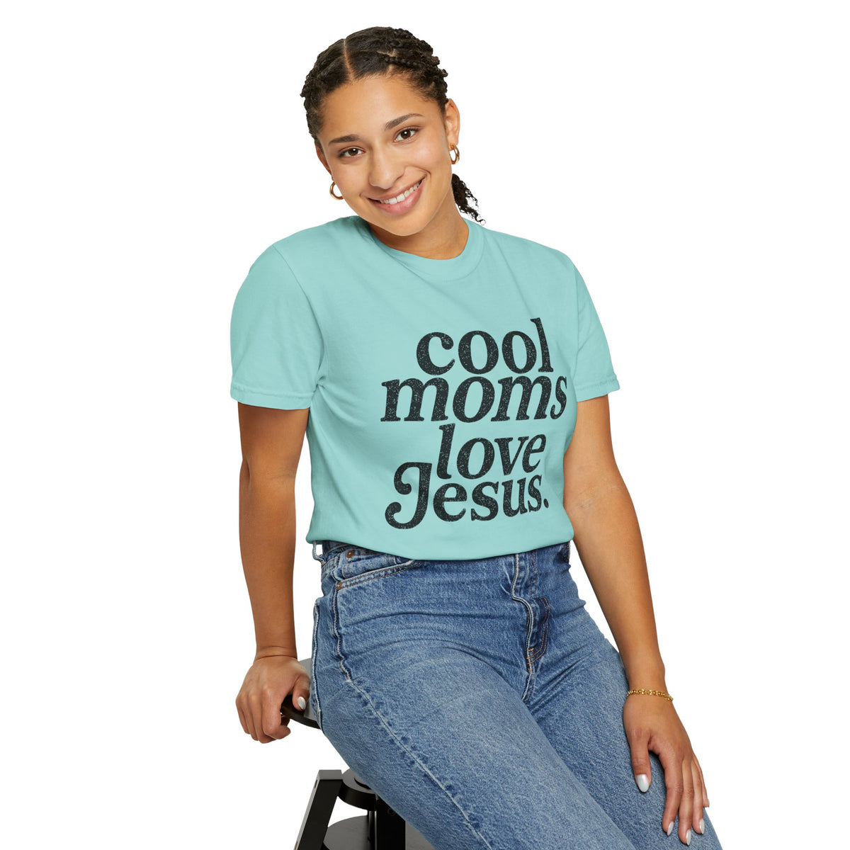 Cool Moms Love Jesus, Vintage - Comfort Colors | Trendy Women's T-Shirt. Direct to Garment. Printed & Shipped in the USA. Unisex Sizes.