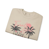 Feral Girl Summer, Possum on a Beach – Gildan Heavy Blend | Trendy Women’s Soft Sweatshirt. Direct to Garment. Printed & Shipped in the USA. Unisex Sizes.