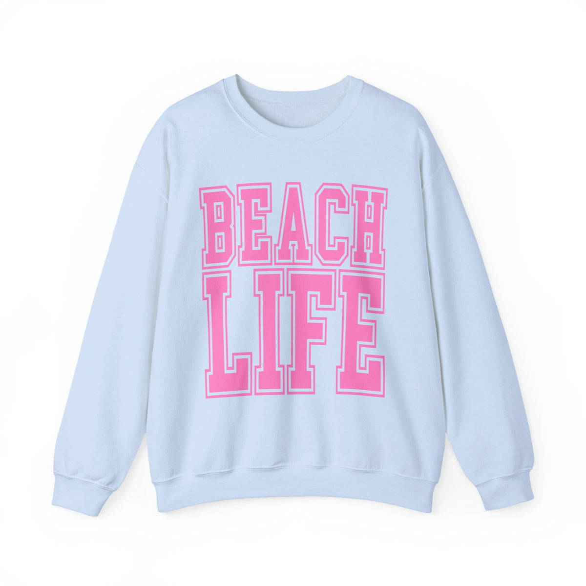 Beach Life – Gildan Heavy Blend | Trendy Men's & Women’s Soft Sweatshirt. Direct to Garment. Printed & Shipped in the USA. Unisex Sizes.