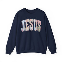 Jesus faux Patchwork – Gildan Heavy Blend | Trendy Women’s Soft Sweatshirt. Direct to Garment. Printed & Shipped in the USA. Unisex Sizes.