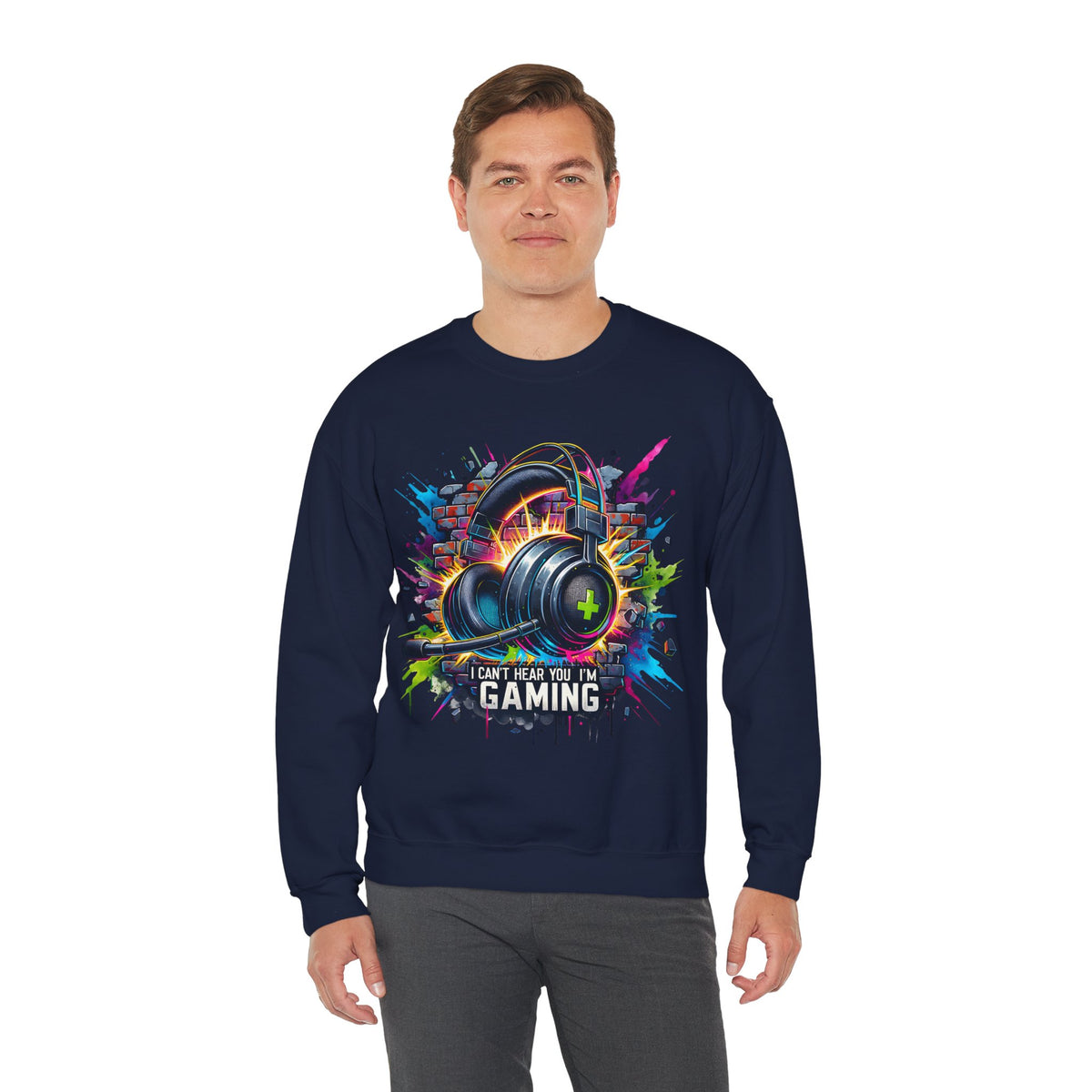Gaming Headset I Can't Hear You, I'm Gaming – Gildan Heavy Blend | Trendy Women’s and Men's Soft Sweatshirt. Direct to Garment. Printed & Shipped in the USA. Unisex Sizes.