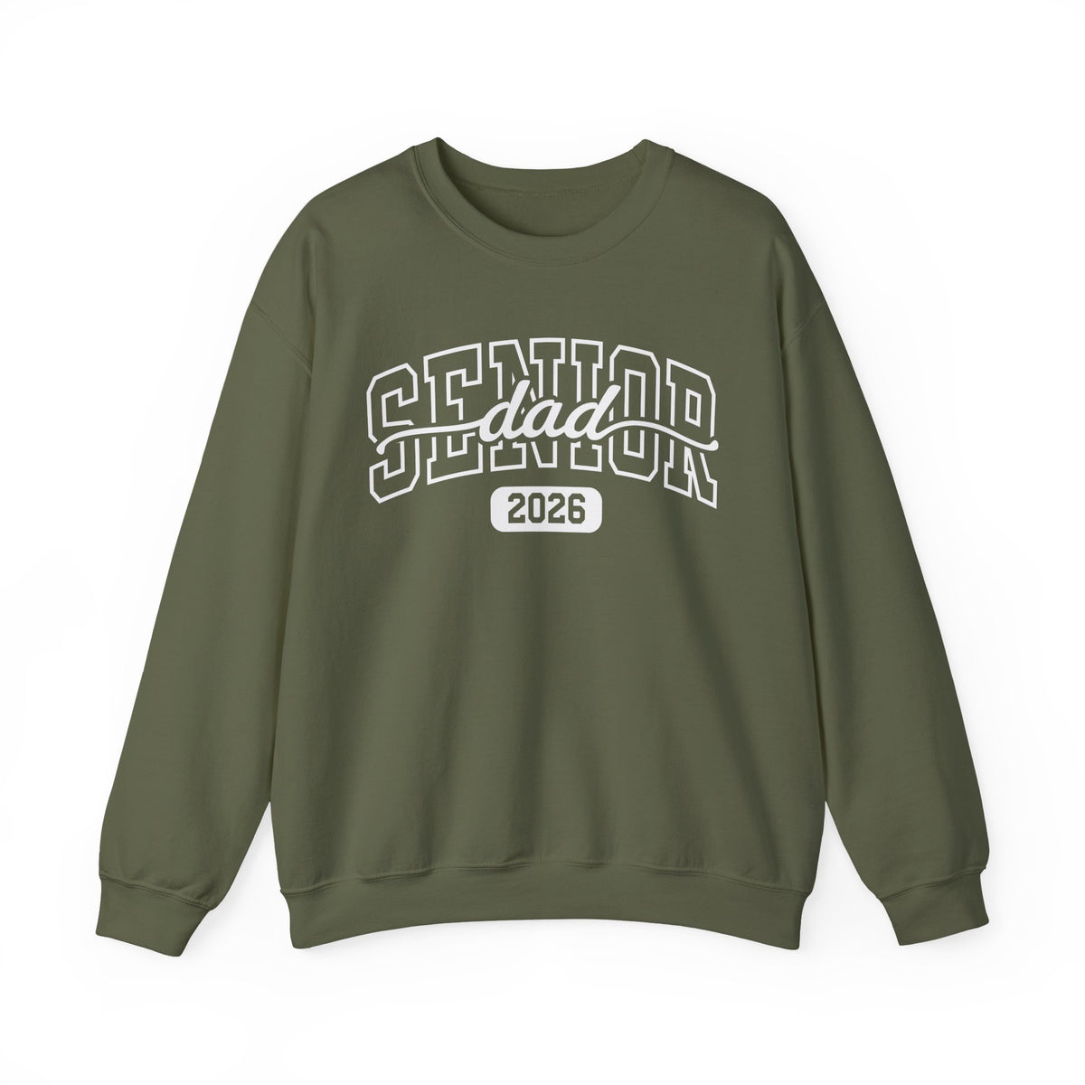 Senior Dad 2026 – Gildan Heavy Blend | Trendy Men's Soft Sweatshirt. Direct to Garment. Printed & Shipped in the USA. Unisex Sizes.