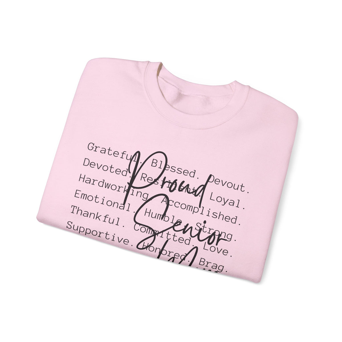 Proud Senior Mom, Description – Gildan Heavy Blend | Trendy Women’s Soft Sweatshirt. Direct to Garment. Printed & Shipped in the USA. Unisex Sizes.