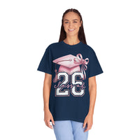 Pink Coquette, Class of 2026 Graduation Cap - Comfort Colors | Trendy Women's T-Shirt. Direct to Garment. Printed & Shipped in the USA. Unisex Sizes.