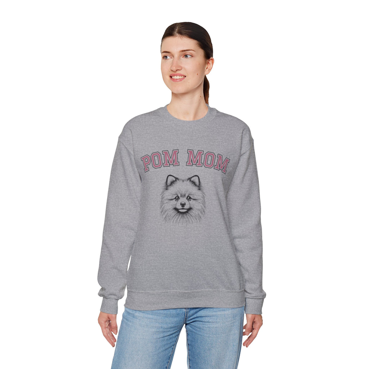 Pom Mom, Varsity – Gildan Heavy Blend | Trendy Women’s Soft Sweatshirt. Direct to Garment. Printed & Shipped in the USA. Unisex Sizes.