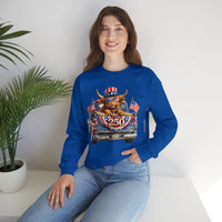Patriotic Highland, America's 250th Birthday – Gildan Heavy Blend | Trendy Women’s and Men's Soft Sweatshirt. Direct to Garment. Printed & Shipped in the USA. Unisex Sizes.