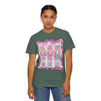 Coquette Pastel Christmas Nutcracker Trio Pink and Green - Comfort Colors | Trendy Women's T-Shirt. Direct to Garment. Printed & Shipped in the USA. Unisex Sizes.