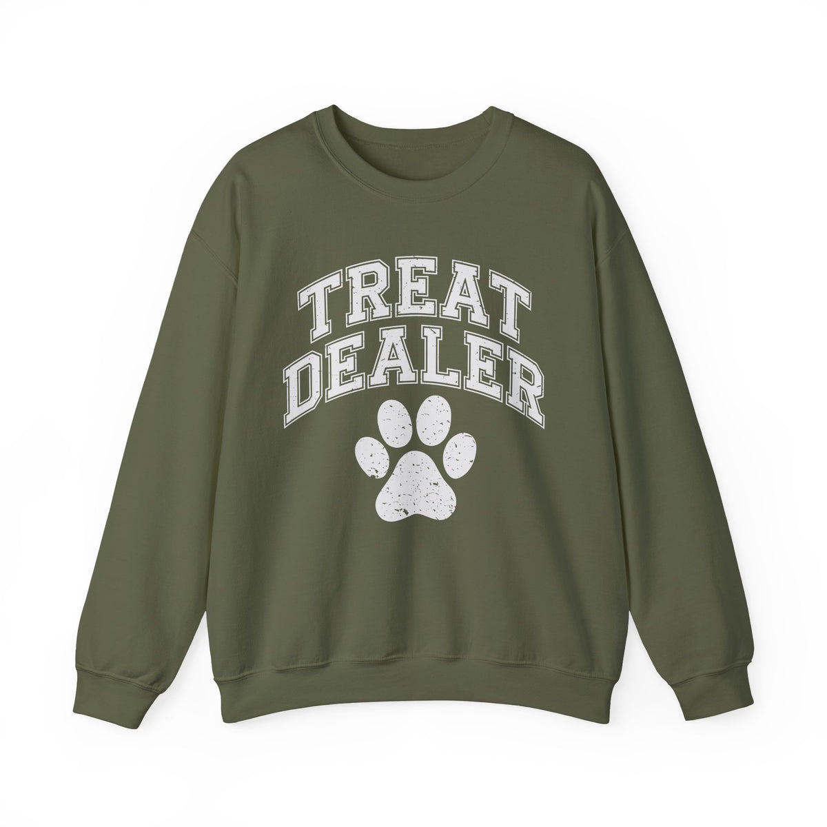 Treat Dealer, Dog Lover – Gildan Heavy Blend | Trendy Men's and Women’s Soft Sweatshirt. Direct to Garment. Printed & Shipped in the USA. Unisex Sizes.