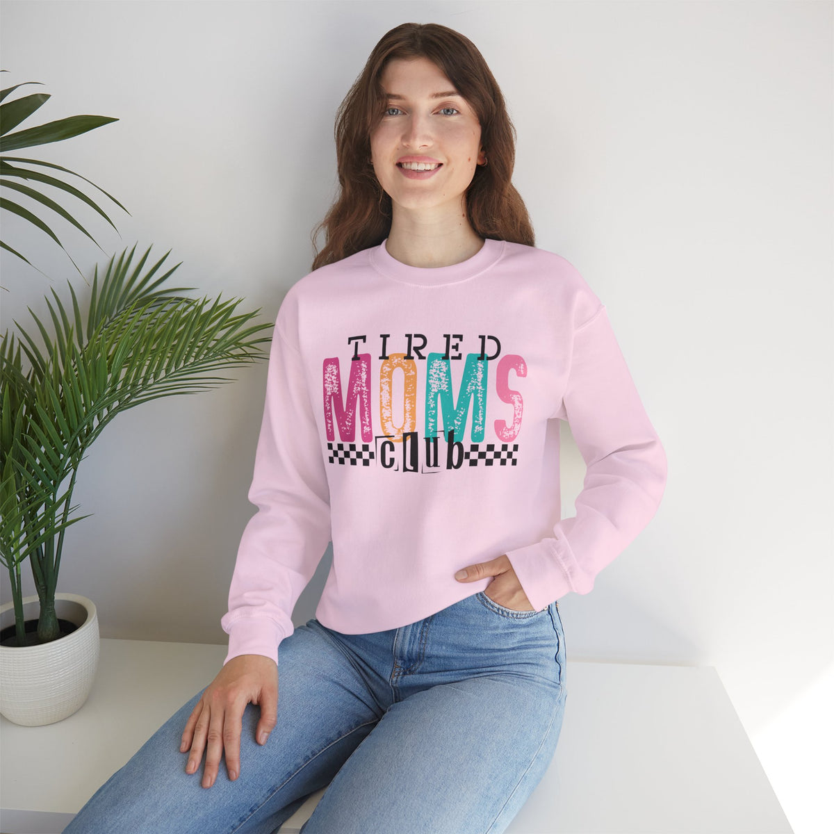 Tired Moms Club Pastel – Gildan Heavy Blend | Trendy Women’s Soft Sweatshirt. Direct to Garment. Printed & Shipped in the USA. Unisex Sizes.