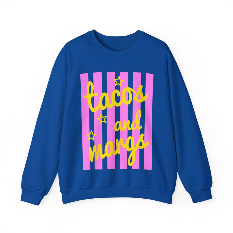 Tacos and Margs – Gildan Heavy Blend | Trendy Women’s Soft Sweatshirt. Direct to Garment. Printed & Shipped in the USA. Unisex Sizes.