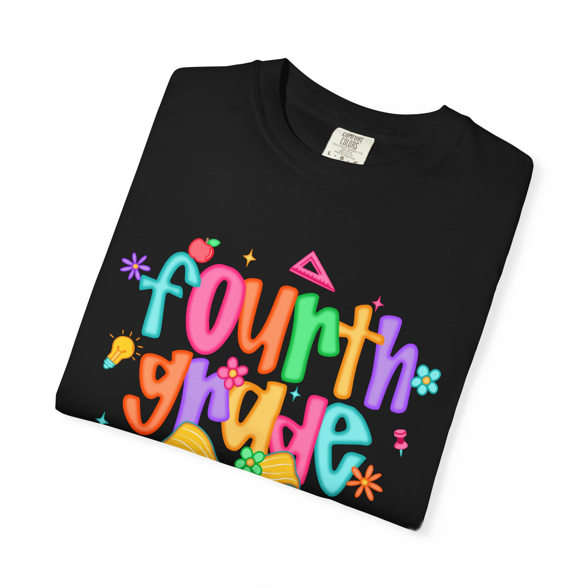 Coquette Fourth Grade Pencil Bow - Comfort Colors | Trendy Women's T-Shirt. Direct to Garment. Printed & Shipped in the USA. Unisex Sizes.
