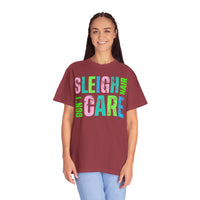 Sleigh Hair Don't Care, Funny Christmas Graphic Tee - Comfort Colors | Trendy Women's T-Shirt. Direct to Garment. Printed & Shipped in the USA. Unisex Sizes.