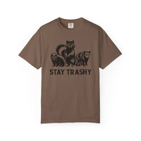 Stay Trashy, Skunk Raccoon Possum - Comfort Colors | Trendy Women's and Men's T-Shirt. Direct to Garment. Printed & Shipped in the USA. Unisex Sizes.