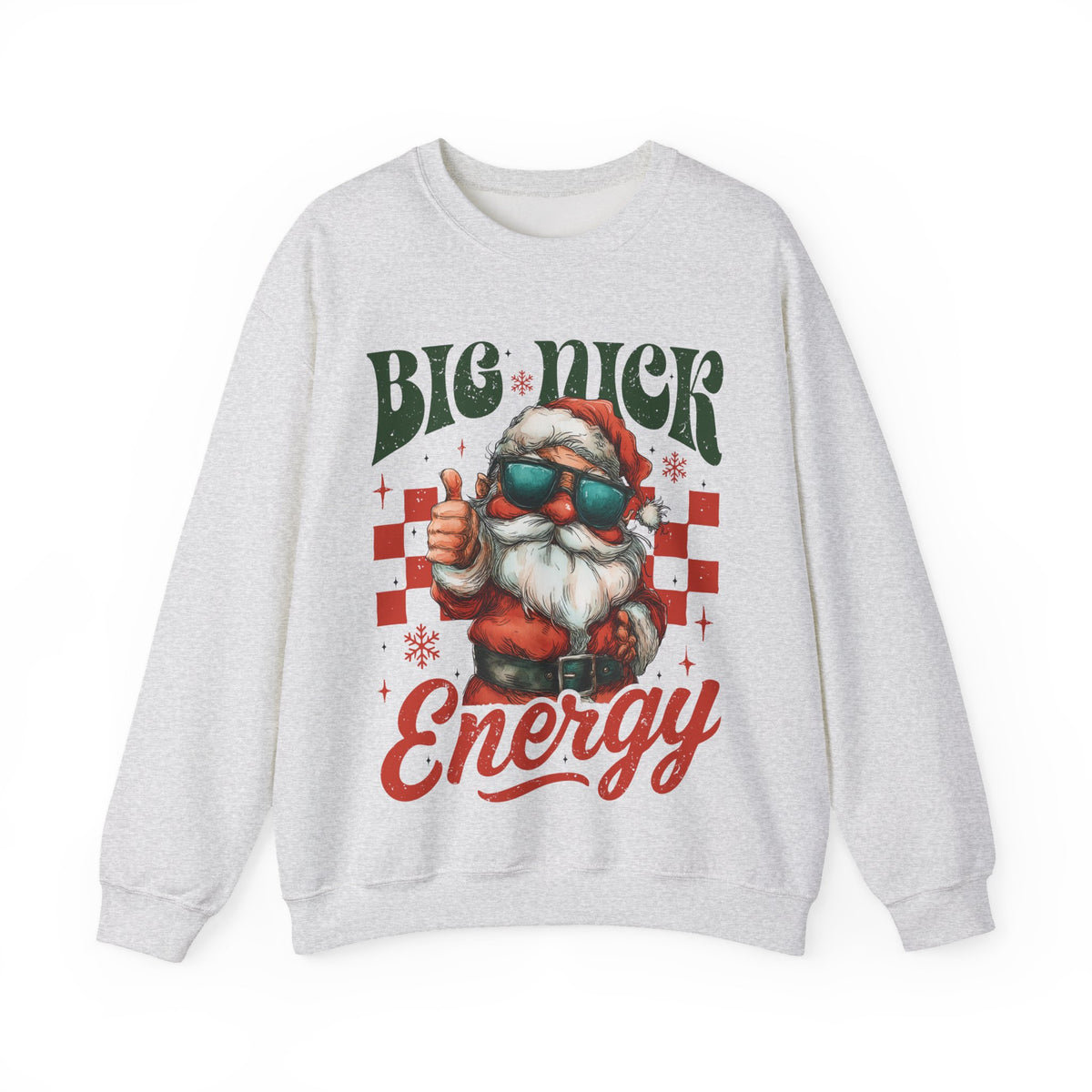 Big Nick Energy - Retro Santa Thumbs Up – Gildan Heavy Blend | Trendy Men's and Women’s Soft Sweatshirt. Direct to Garment. Printed & Shipped in the USA. Unisex Sizes.